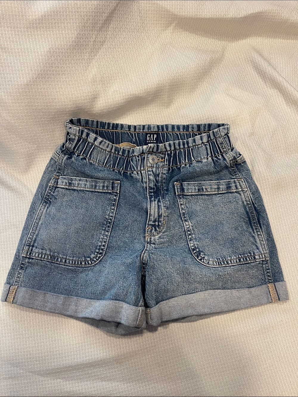 GAP Blue Denim Paperbag Waist Kids Shorts